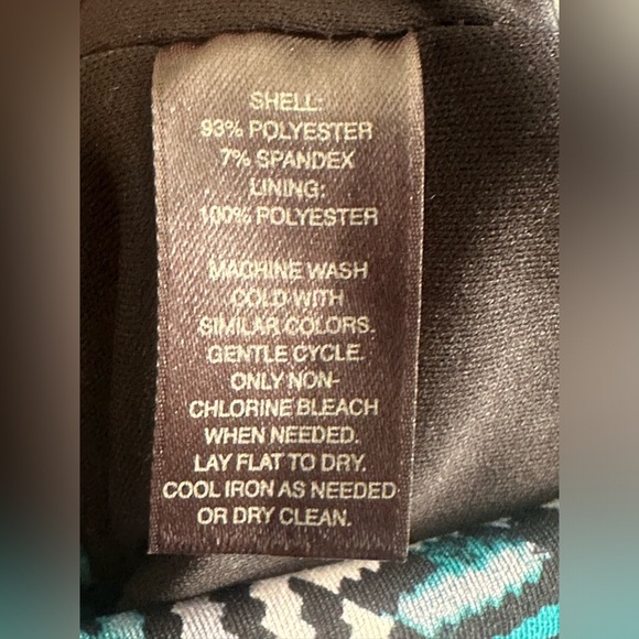 WHITE HOUSE BLACK MARKET NWOT Turquoise Chevron Print Cap Sleeve Dress Size 6 - Picture 6 of 7